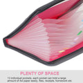 Accordion File Folder 13 Pocket Double Zipper Waterproof Document Organiser - Pink - view 5