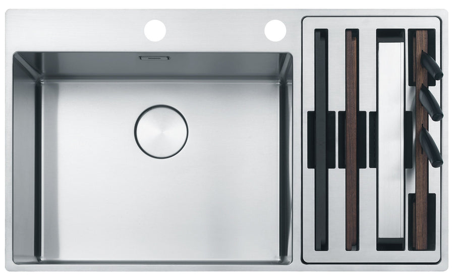 Franke Box Centre double bowl sink 44L main and 26L small - 18/10 stainless steel - BWX220-54/27SBR