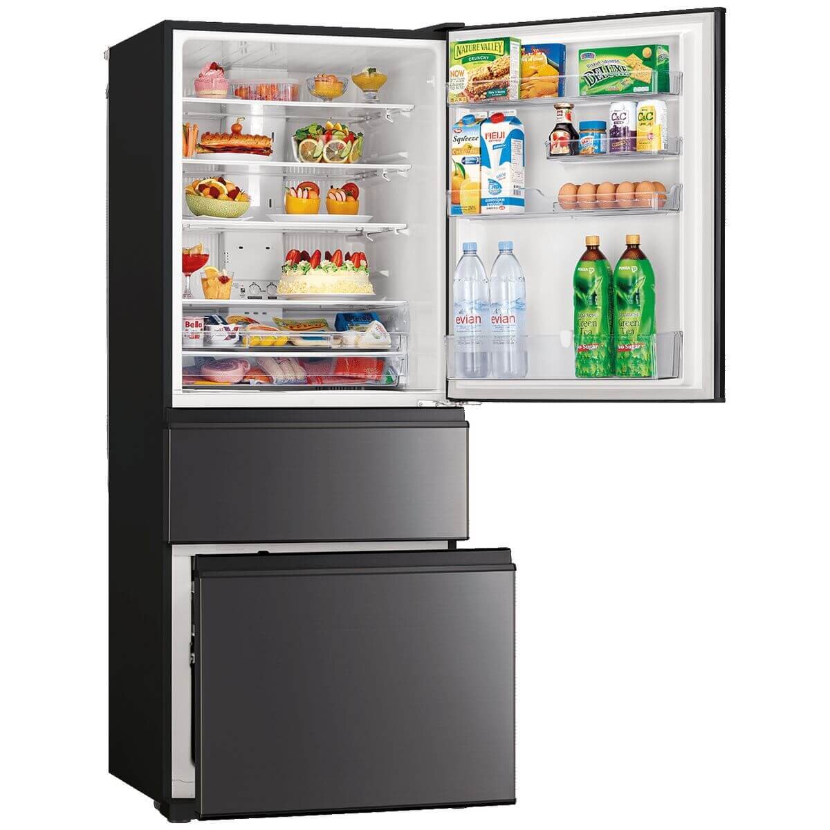 Mitsubishi Electric 450L Bottom Mount 3D Fridge - Sterling Dark Silver, Auto Ice Maker - MR-CX450ER-SDS-A