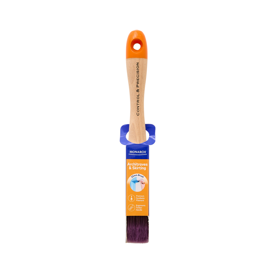 Monarch 25mm Synthetic Skirting Brush Stainless Steel Ferrule Timber Handle