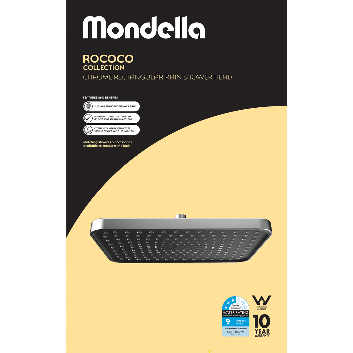 Mondella Wels Rain Shower Head - 300mm - Chrome - 9L/min - Water-Saving - SuperSaverAU - view 4