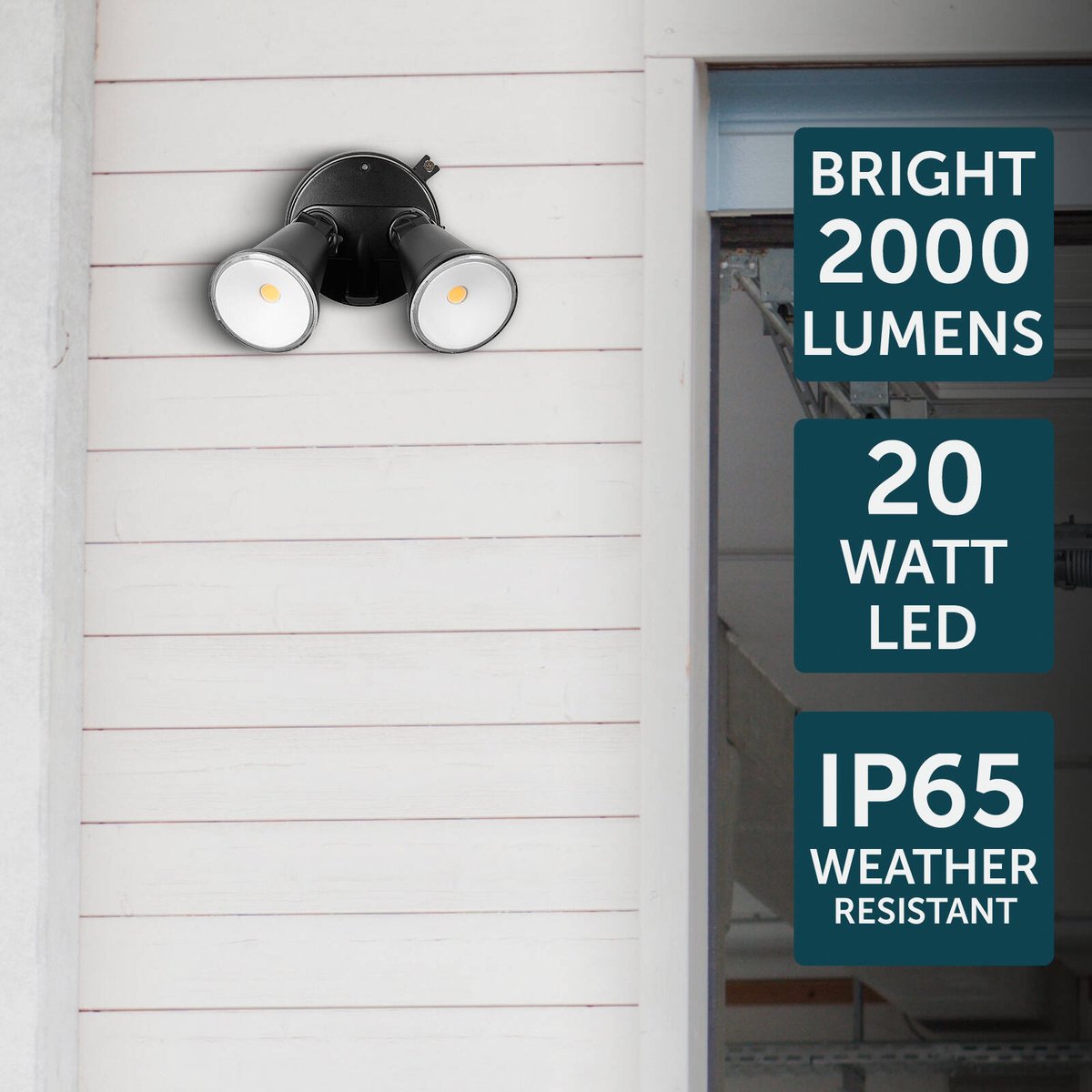 Brilliant Black Lamy DIY Twin Security Light - 1600 Lumens - Weather Resistant - Adjustable Heads - 330mm x 150mm x 120mm - SuperSaverAU - view 4