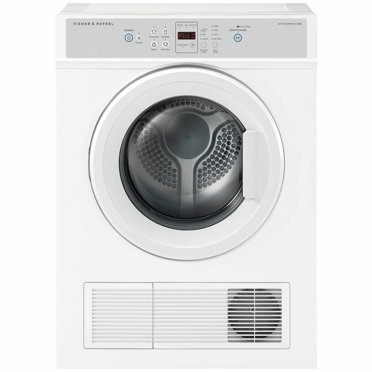 Fisher & Paykel 6kg Vented Dryer - Auto-Sensing, Reverse Tumbling, 4 Programs, White - DE6060M2