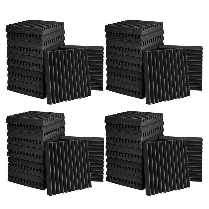 Acoustic Foam Panels, 30 x 30 x 1.5cm - Pack of 48, Black