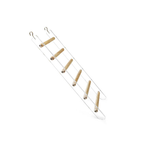 Acrylic Bird Cage Climbing Ladder with Wooden Rungs - 6 Step