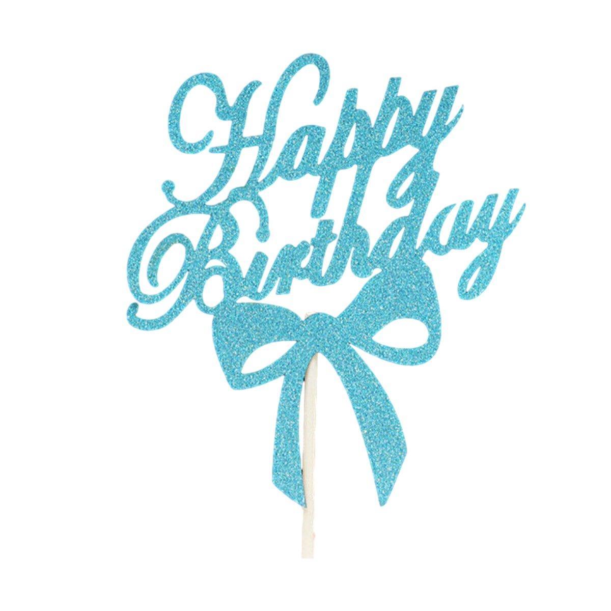 Acrylic Cake Topper, 11cm Wide - Blue Bowknot