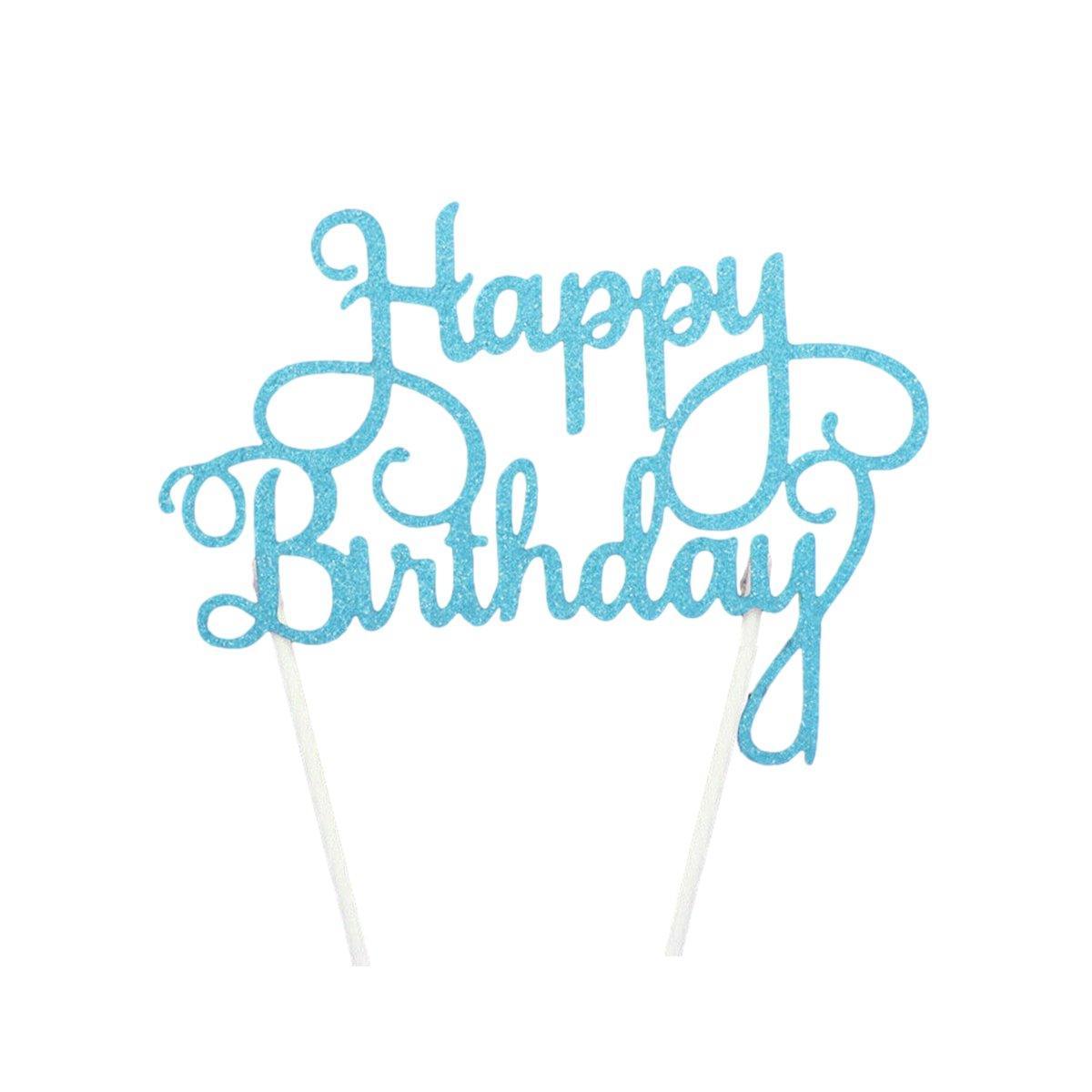 Acrylic Cake Topper, 11cm Wide - Blue Thin Line