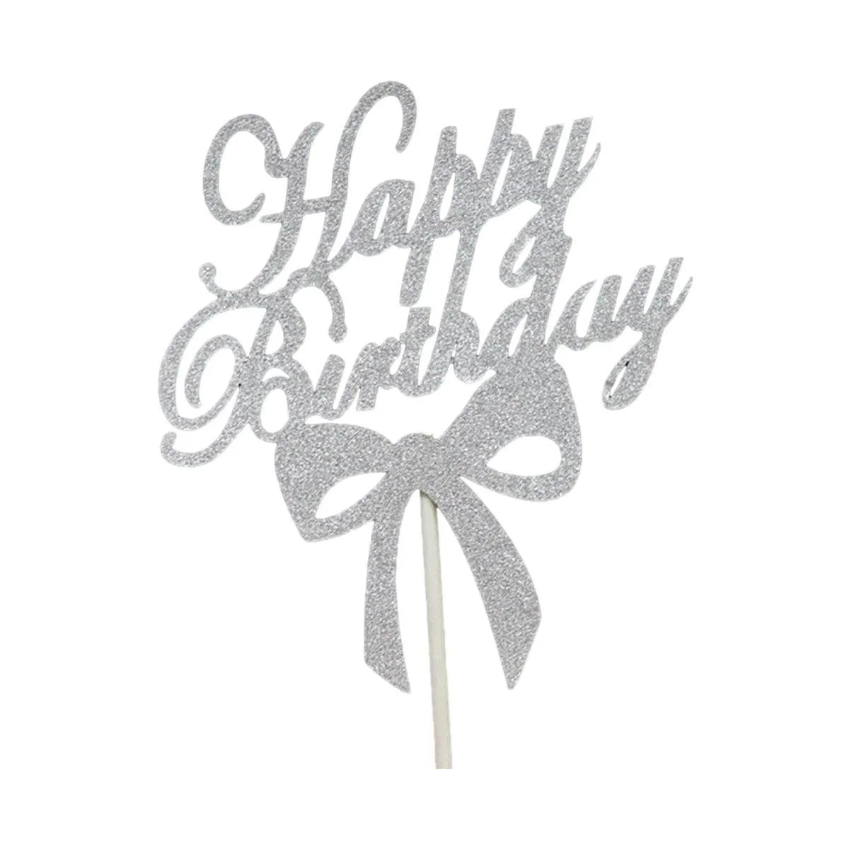 Acrylic Cake Topper, 11cm Wide - Silver Bowknot