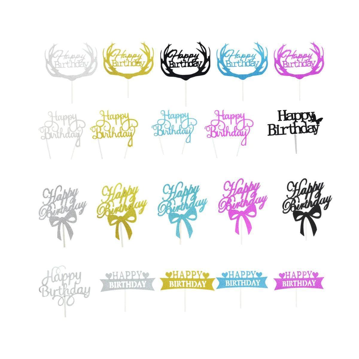 Acrylic Cake Topper, 11cm Wide - Silver Happy Birthday - view 3