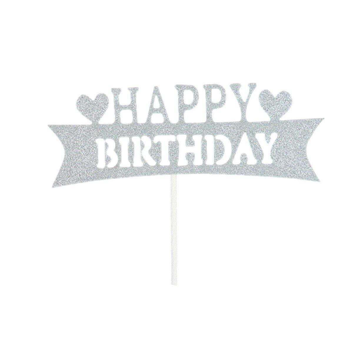 Acrylic Cake Topper, 11cm Wide - Silver Long Strip