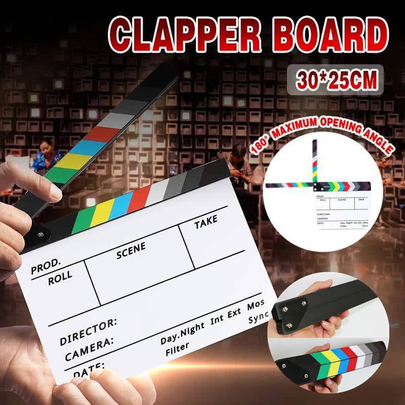 Acrylic Clapperboard Dry Erase Director Slate for Filmmaking and Photography