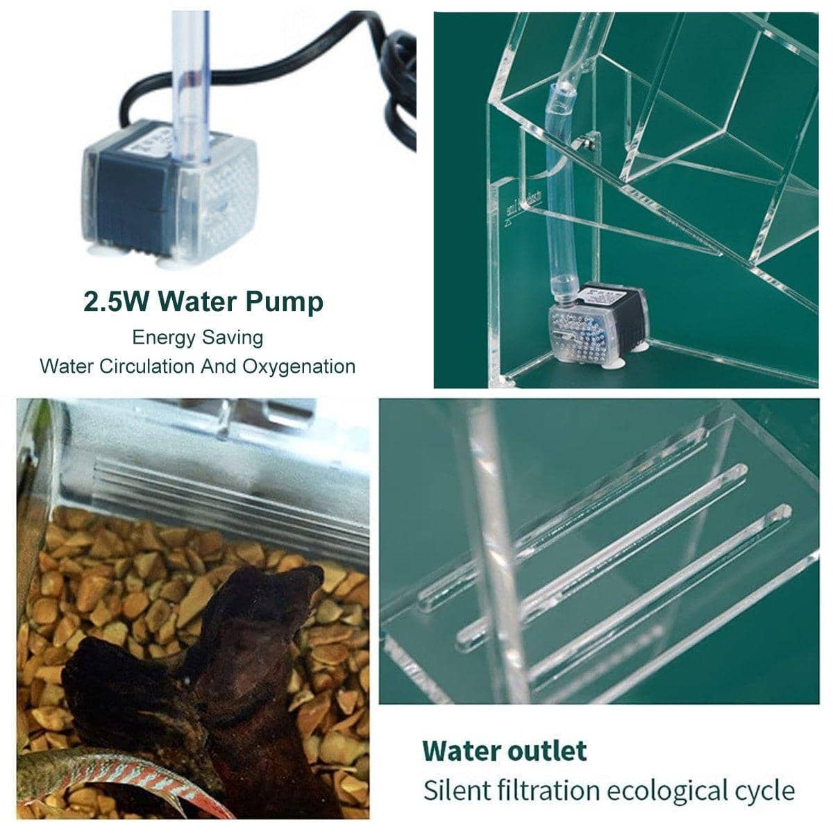 Acrylic Desktop Aquarium with Compartments and 2.5W Pump - view 5