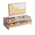 Acrylic Double Layer Desktop Monitor Riser Organiser - Khaki