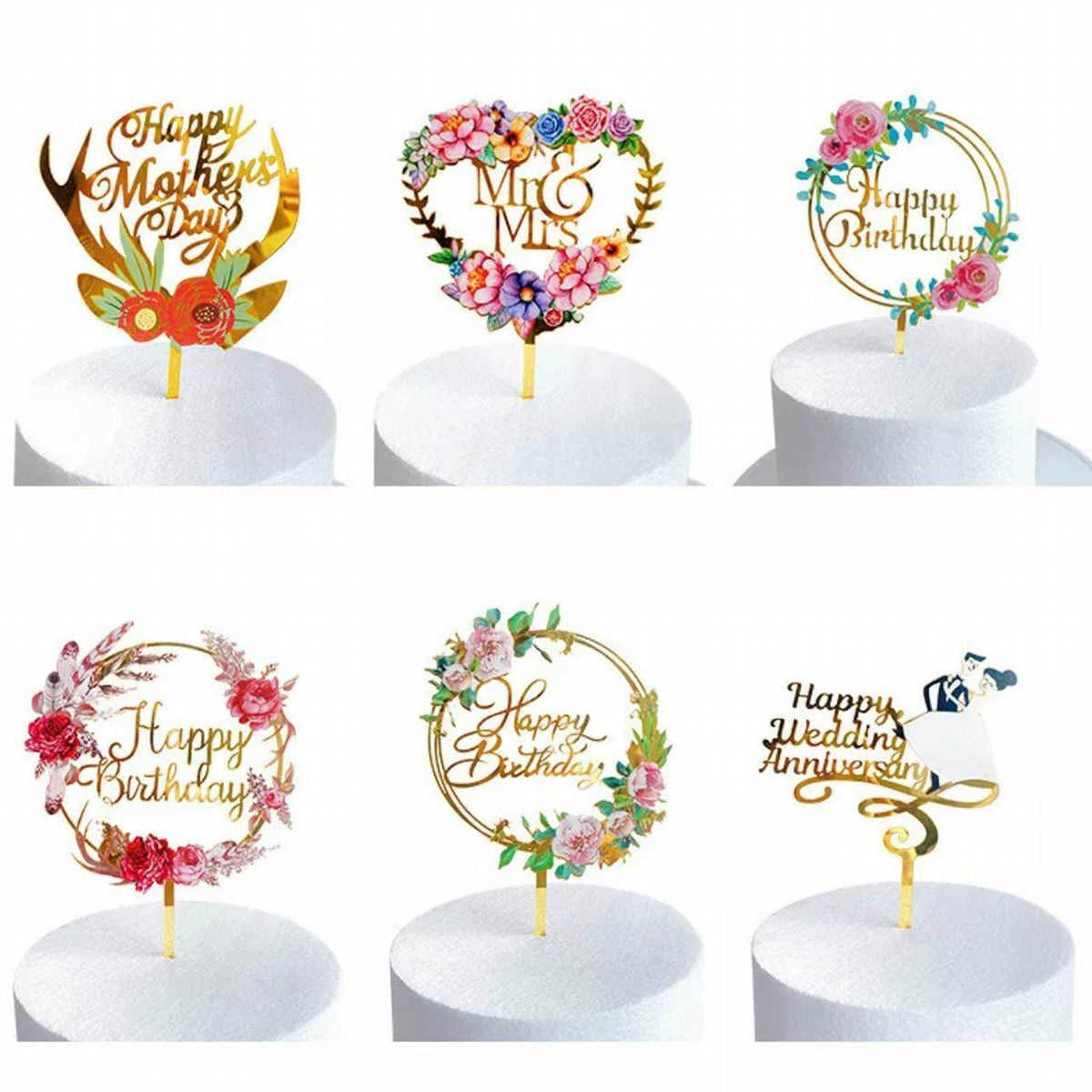 Acrylic Flower Cake Topper for Birthdays and Celebrations - NO.10 - view 10