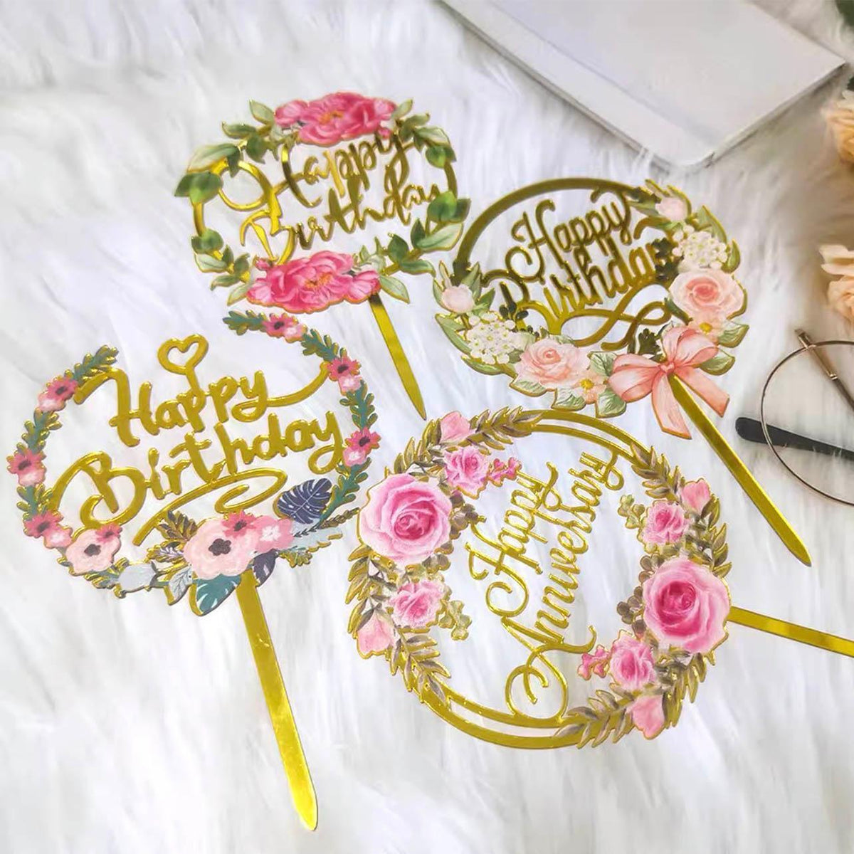 Acrylic Flower Cake Topper for Birthdays and Celebrations - NO.16 - view 11