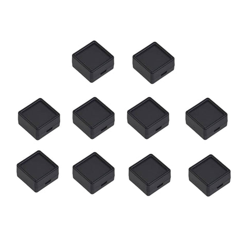 Acrylic Gem Display Box with Glass Cover - Black, 4 x 4 cm, Pack of 10