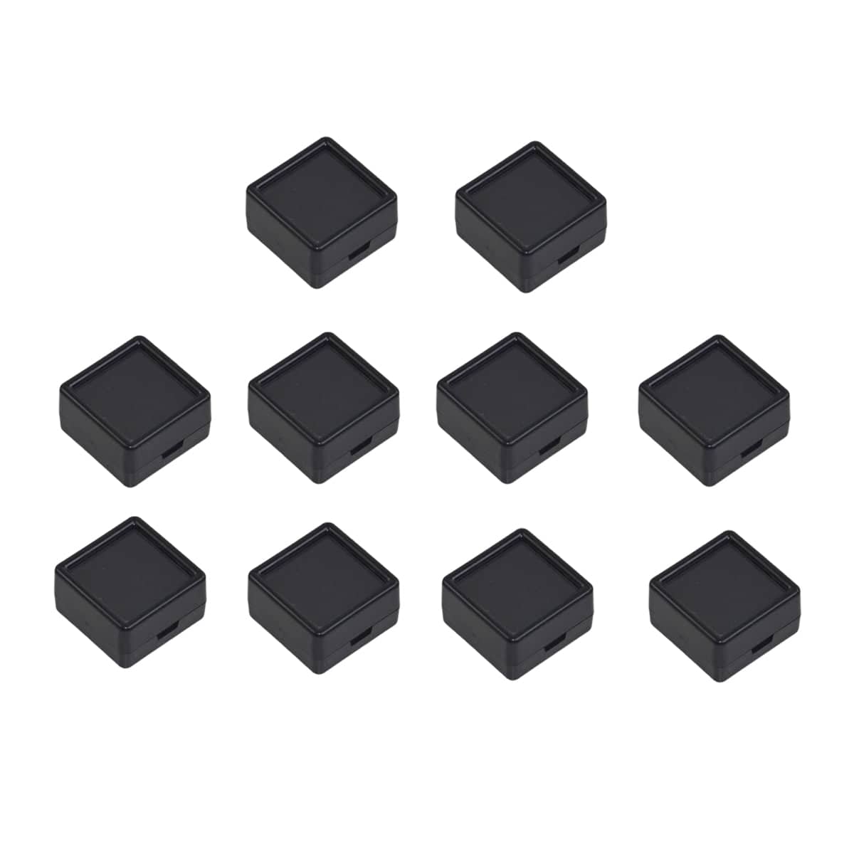 Acrylic Gem Display Box with Glass Cover - Black, 5 x 5 cm, Pack of 10