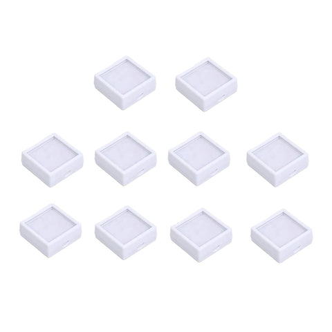 Acrylic Gem Display Box with Glass Cover - White, 4 x 4 cm, Pack of 10