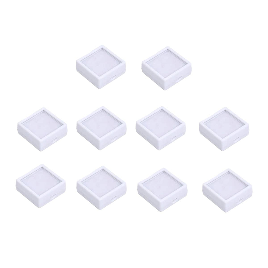 Acrylic Gem Display Box with Glass Cover - White, 4 x 4 cm, Pack of 10