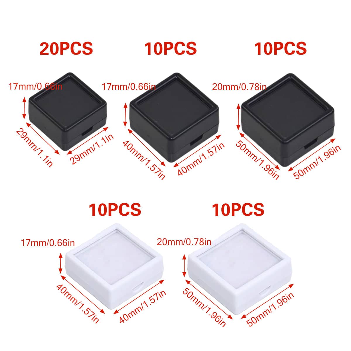 Acrylic Gem Display Box with Glass Cover - White, 4 x 4 cm, Pack of 10 - view 4