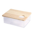 Acrylic Hamster Sand Bath and Toilet with Wooden Lid - Rectangle (21 x 15.5 x 10 cm)