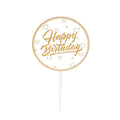 Acrylic Happy Birthday Anniversary Cake Topper Flower Pattern - Colour 01