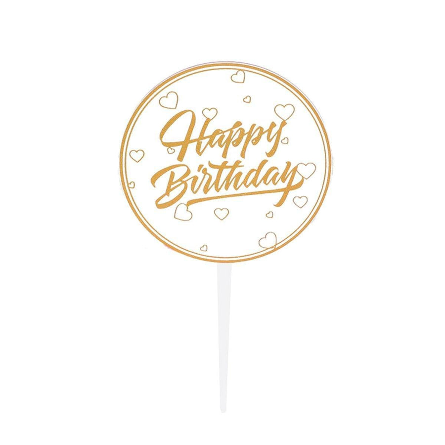Acrylic Happy Birthday Anniversary Cake Topper Flower Pattern - Colour 01