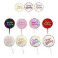 Acrylic Happy Birthday Anniversary Cake Topper Flower Pattern - Colour 01 - view 3