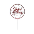 Acrylic Happy Birthday Anniversary Cake Topper Flower Pattern - Colour 04