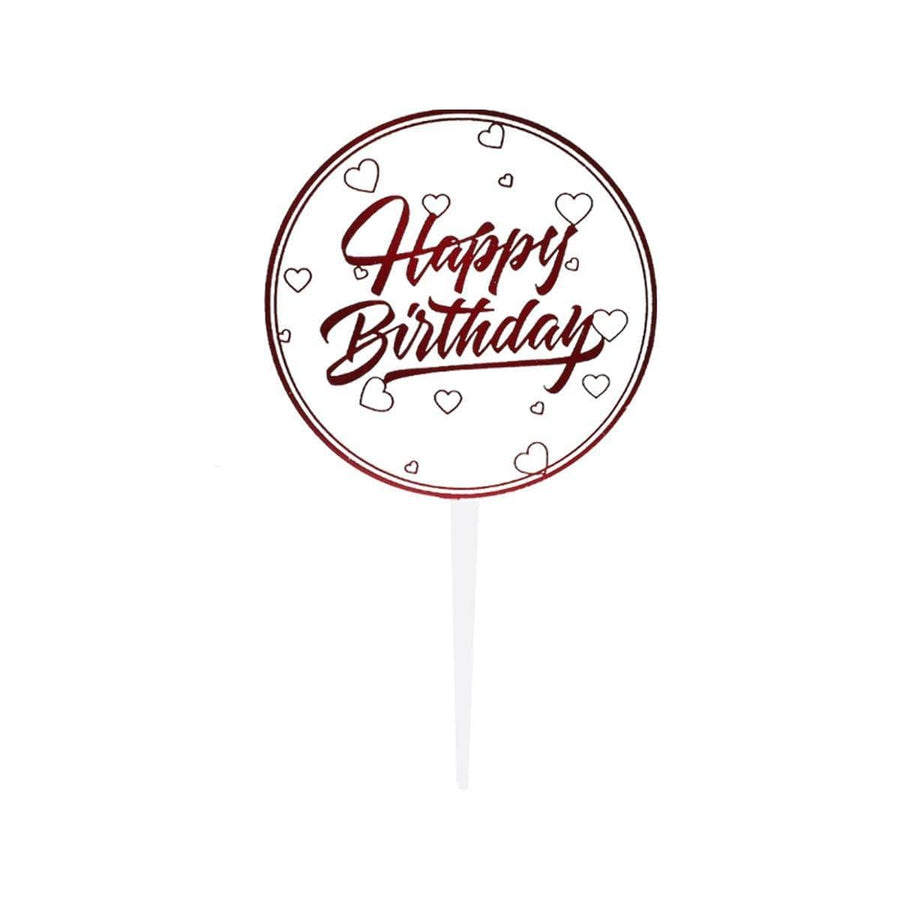 Acrylic Happy Birthday Anniversary Cake Topper Flower Pattern - Colour 04