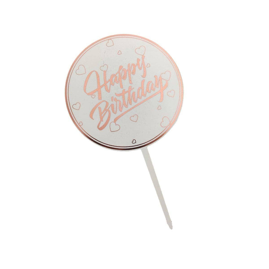 Acrylic Happy Birthday Anniversary Cake Topper Flower Pattern - Colour 13