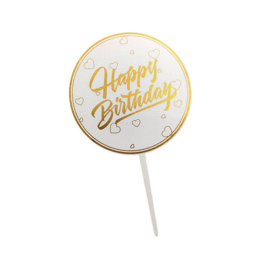 Acrylic Happy Birthday Anniversary Cake Topper Flower Pattern - Colour 14