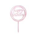 Acrylic Happy Birthday Cake Topper Card for Party Decor - Pink P17