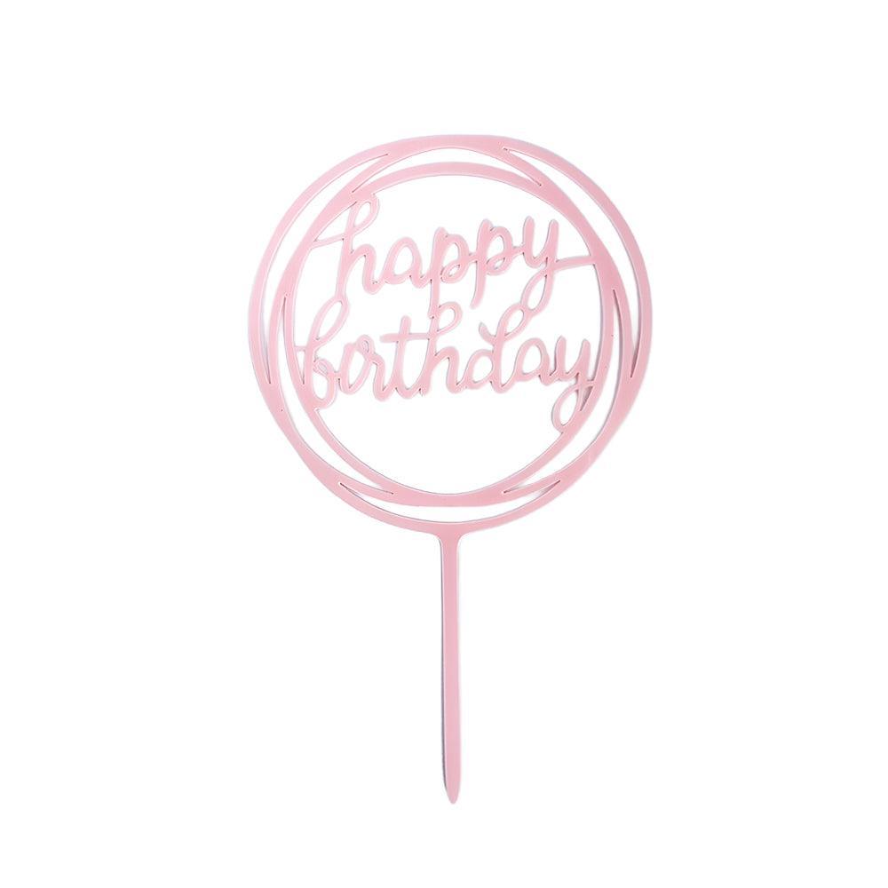 Acrylic Happy Birthday Cake Topper Card for Party Decor - Pink P17