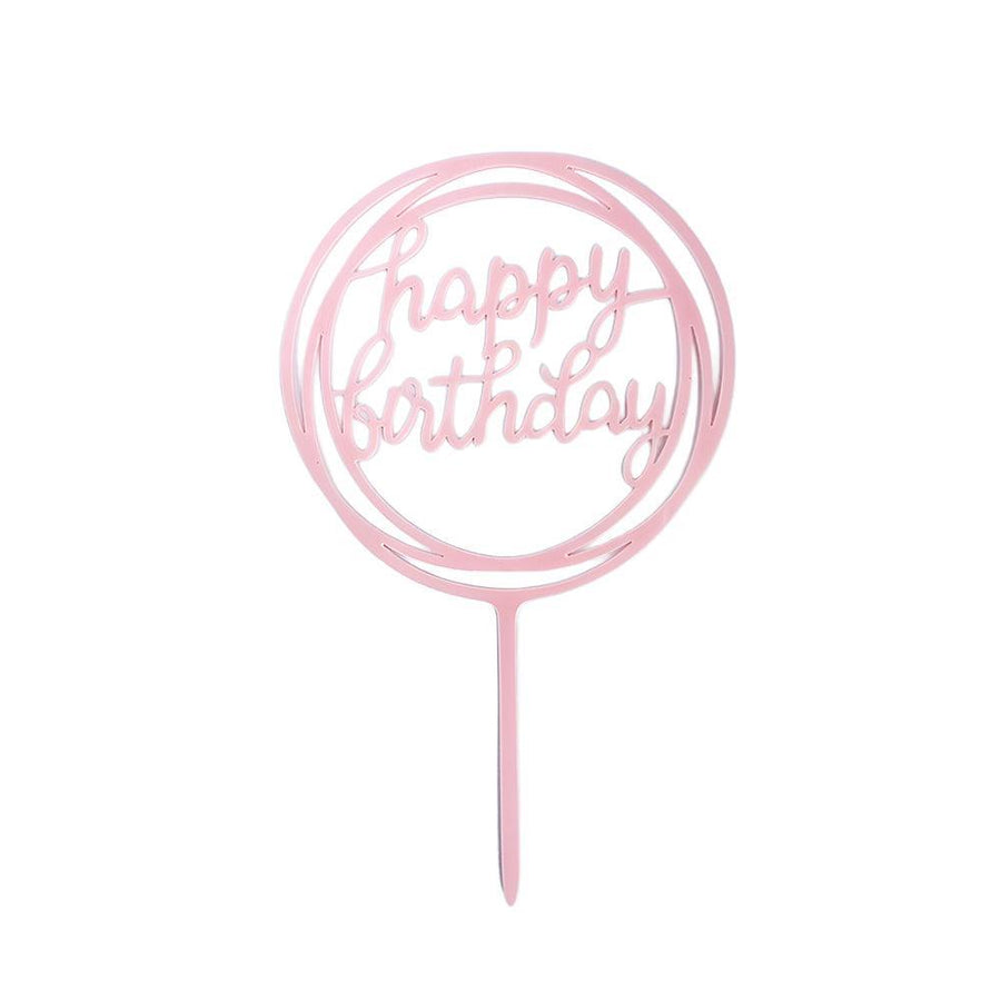 Acrylic Happy Birthday Cake Topper Card for Party Decor - Pink P17