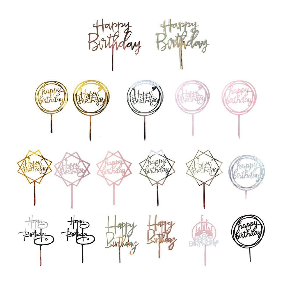Acrylic Happy Birthday Cake Topper Card for Party Decor - Pink P17 - view 3
