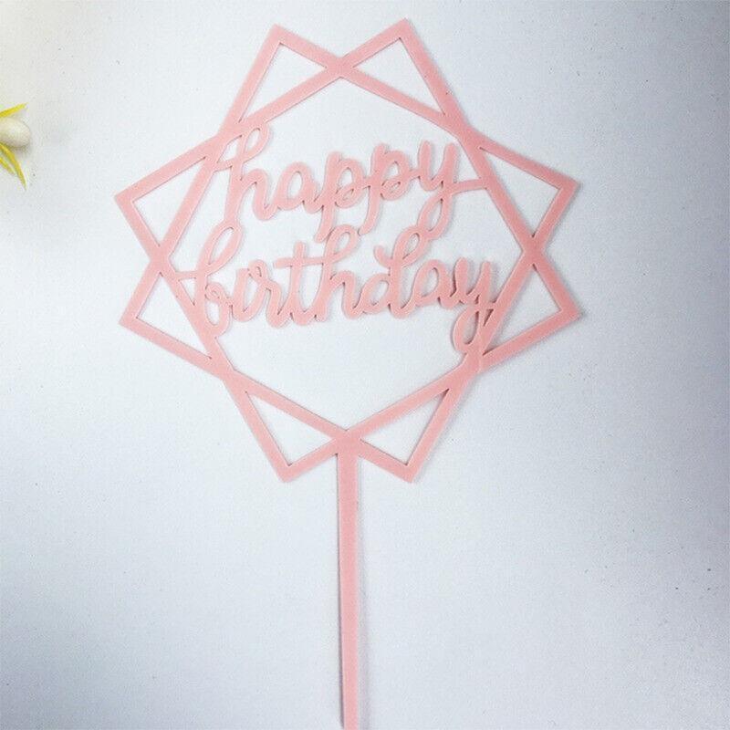Acrylic Happy Birthday Cake Topper Card for Party Decor - Pink P17 - view 30