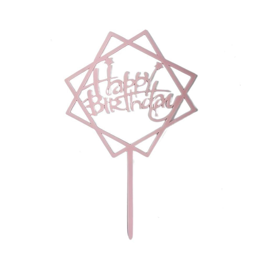 Acrylic Happy Birthday Cake Topper Card for Party Decor - Pink P20