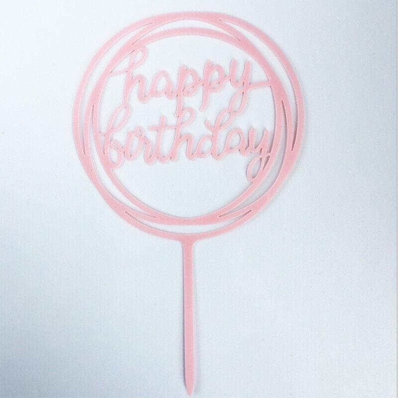 Acrylic Happy Birthday Cake Topper Card for Party Decor - Pink P20 - view 48