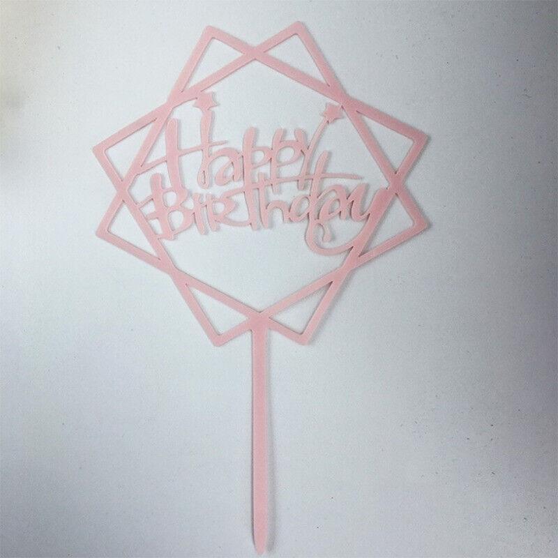 Acrylic Happy Birthday Cake Topper Card for Party Decor - Pink P20 - view 49