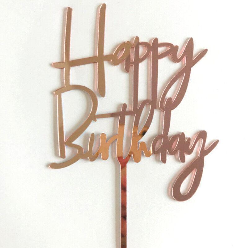 Acrylic Happy Birthday Cake Topper Card for Party Decor - Rose Gold R31 - view 31