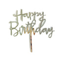 Acrylic Happy Birthday Cake Topper Card for Party Decor - Silver S108
