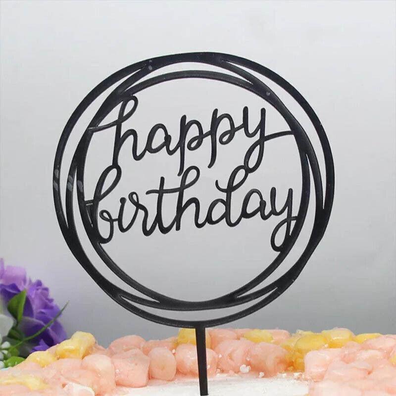 Acrylic Happy Birthday Cake Topper Card for Party Decor - Silver S108 - view 13