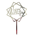 Acrylic Happy Birthday Cake Topper Card for Party Decor - Silver S20