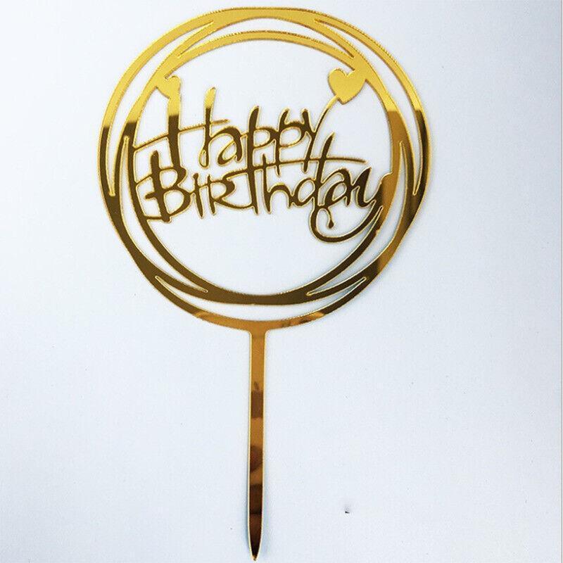 Acrylic Happy Birthday Cake Topper Card for Party Decor - Silver S20 - view 21