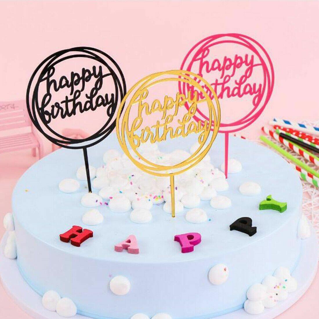 Acrylic Happy Birthday Cake Topper Card for Party Decor - Silver S20 - view 4