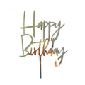 Acrylic Happy Birthday Cake Topper Card for Party Decor - Silver S31
