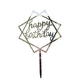Acrylic Happy Birthday Cake Topper Card for Party Decor - Silver S48