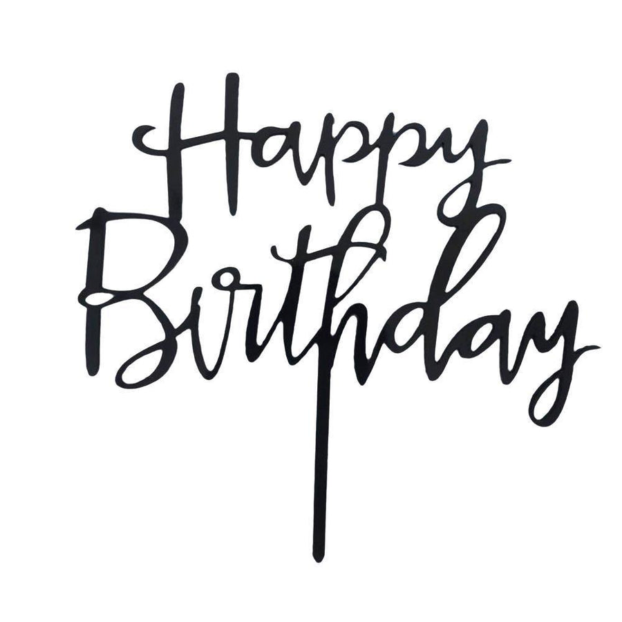 Acrylic Happy Birthday Cake Topper Party Decoration - Black B108