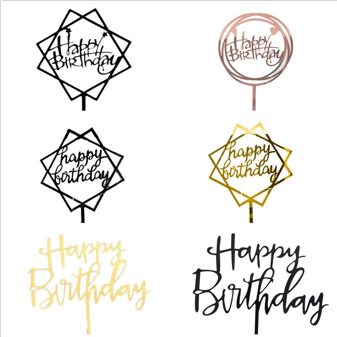 Acrylic Happy Birthday Cake Topper Party Decoration - Black B108 - view 3
